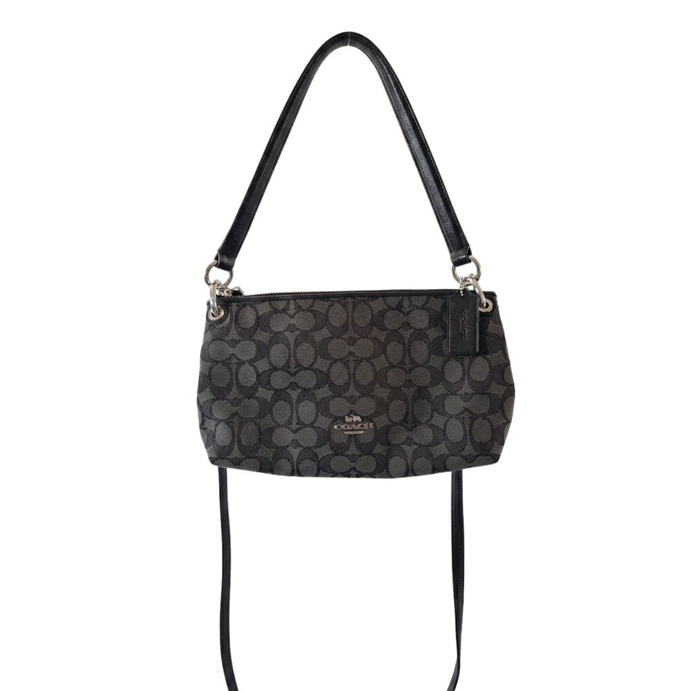 NWOT Coach Signature Jacquard Black Grey Convertible Crossbody Shoulder Bag